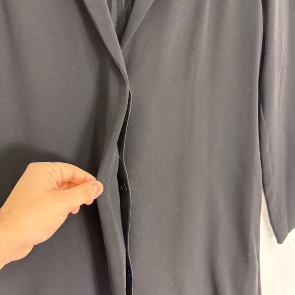 COS Black V Neck Long Pleated Back Longline Blazer Coat Women's Size 38 = 8 - Picture 6 of 10